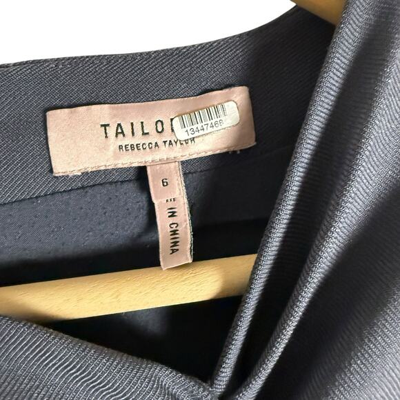 Rebecca Taylor Slate Gray Garbine Suiting Sleeveless Sheath Dress Size 6 - Picture 7 of 12